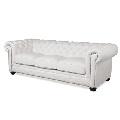 Traditional Tufted Leather Chesterfield Nailhead Sofa Nicelink