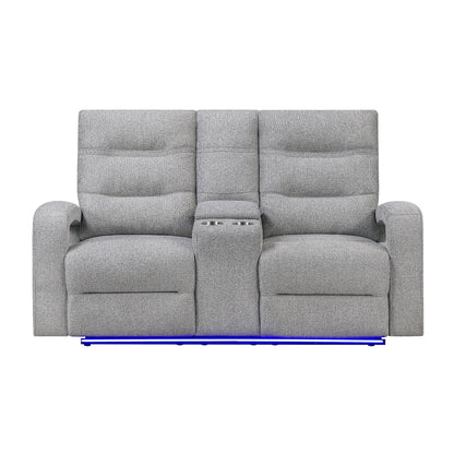 Isolde - Power Reclining Loveseat With LED Lighting - Gray Global Furniture USA