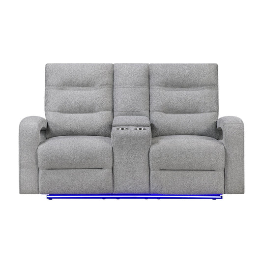 Isolde - Power Reclining Loveseat With LED Lighting - Gray Global Furniture USA