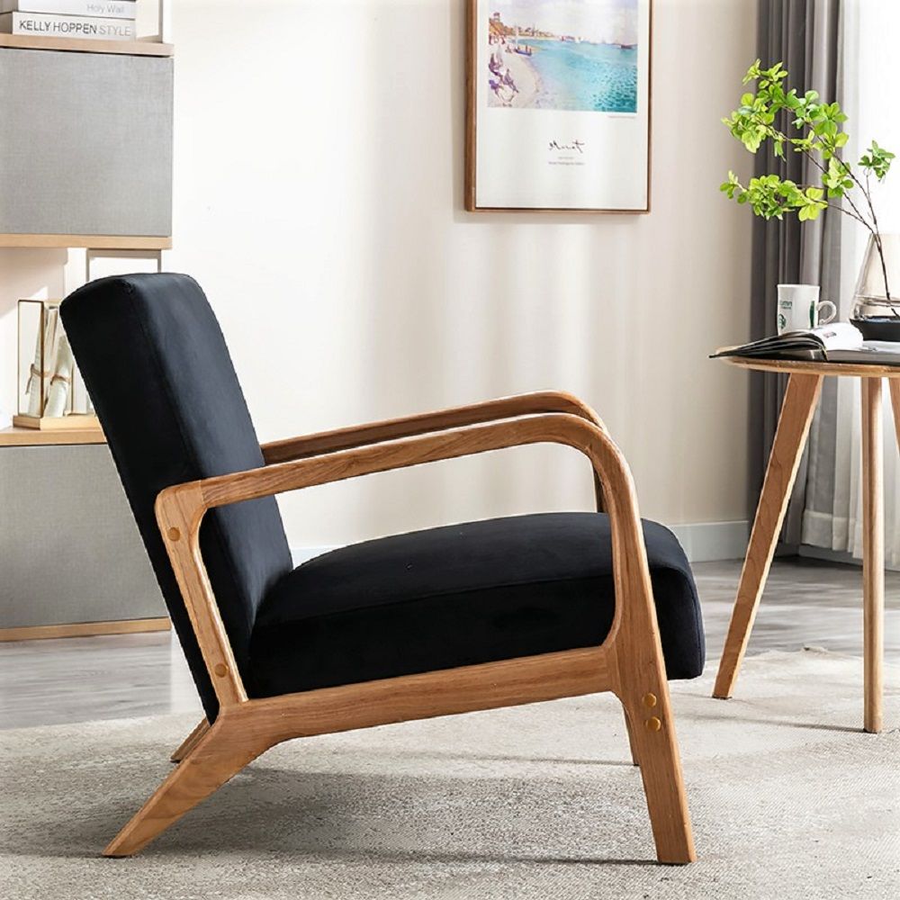 Classic Mid-Century Modern Accent Chairs, Open Framed Armchair With Cushioning US Pride