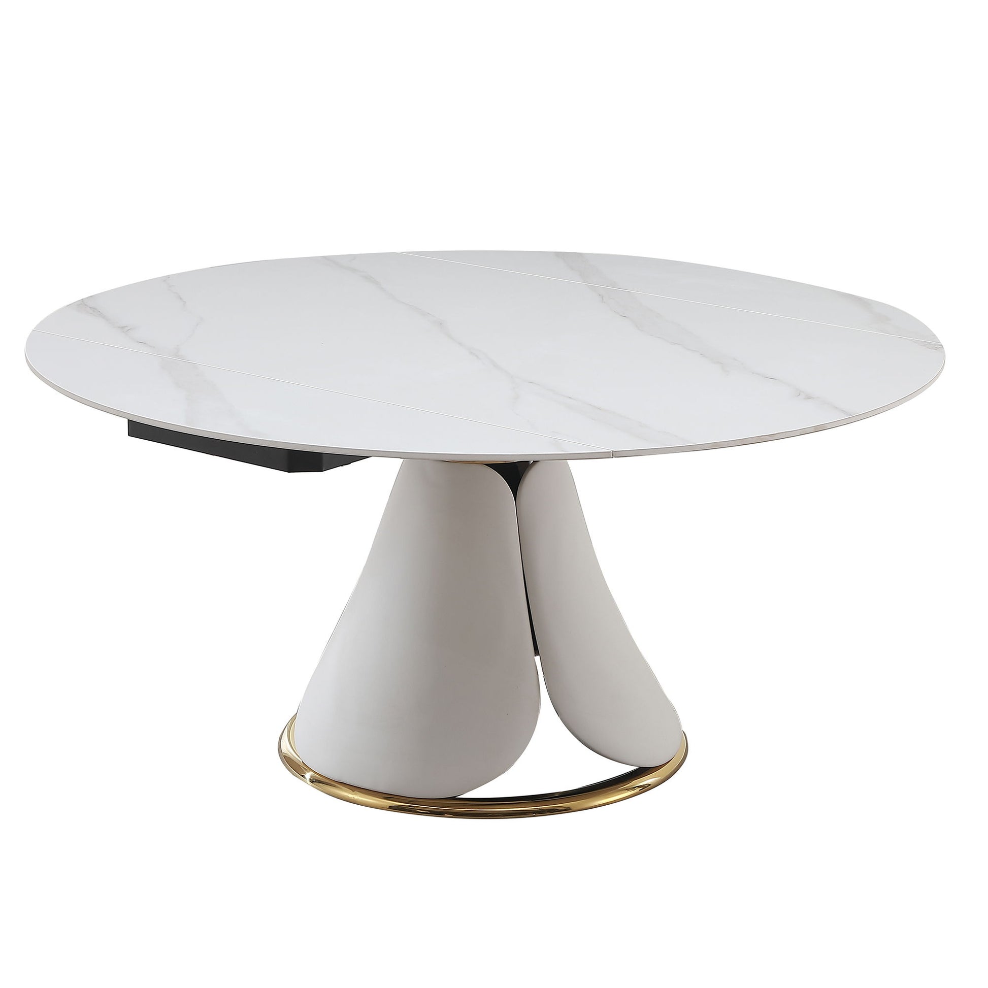 Fashion Modern Sintered Stone Dining Table With Multi Functional Retractable Design - White Home Essentials