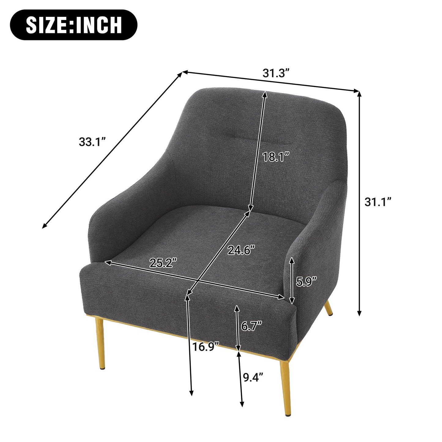 Modern Elegance Accent Chair With Curved Backrest Noble House