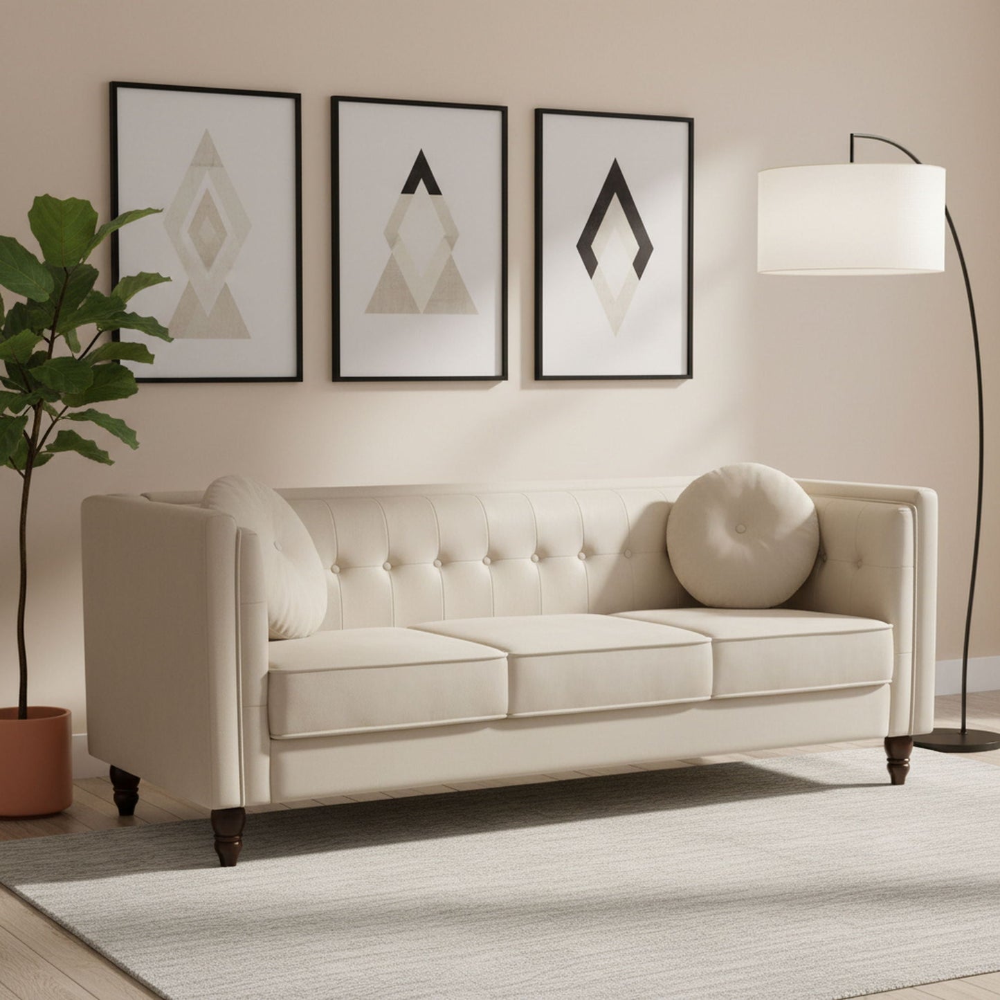 Chesterfield Sofa With Square Arms For Living Room US Pride