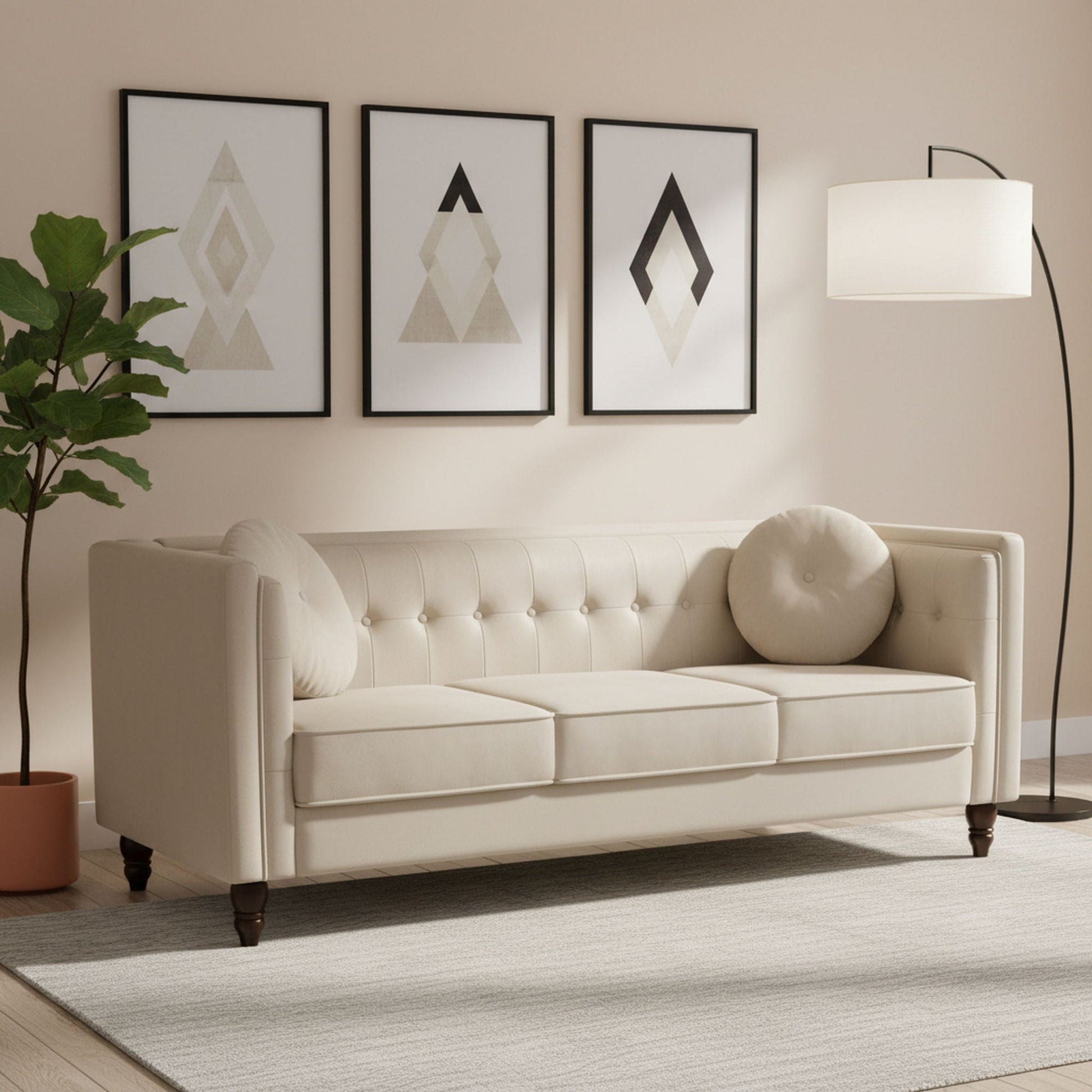 Chesterfield Sofa With Square Arms For Living Room US Pride