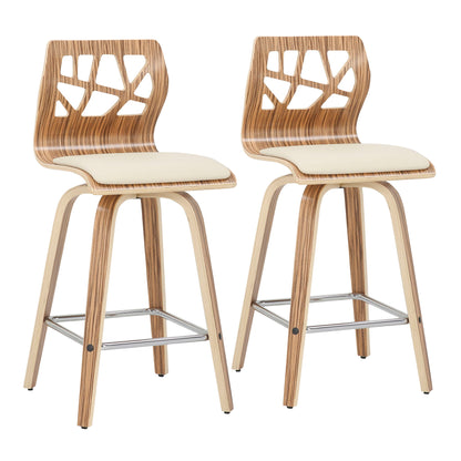 Folia - Mid Century Modern Counter Stool With Footrest (Set of 2) Lumi Source