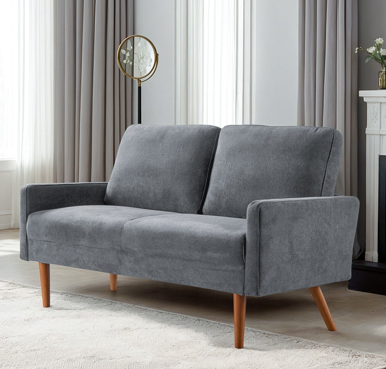 Loveseat Sofa, European Style With Sleek Design, Modern & Vintage Flair, Upholstered 2 Seater Couch US Pride