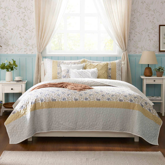 Dawn - 6 Piece Reversible Coverlet Set - Yellow Madison Park