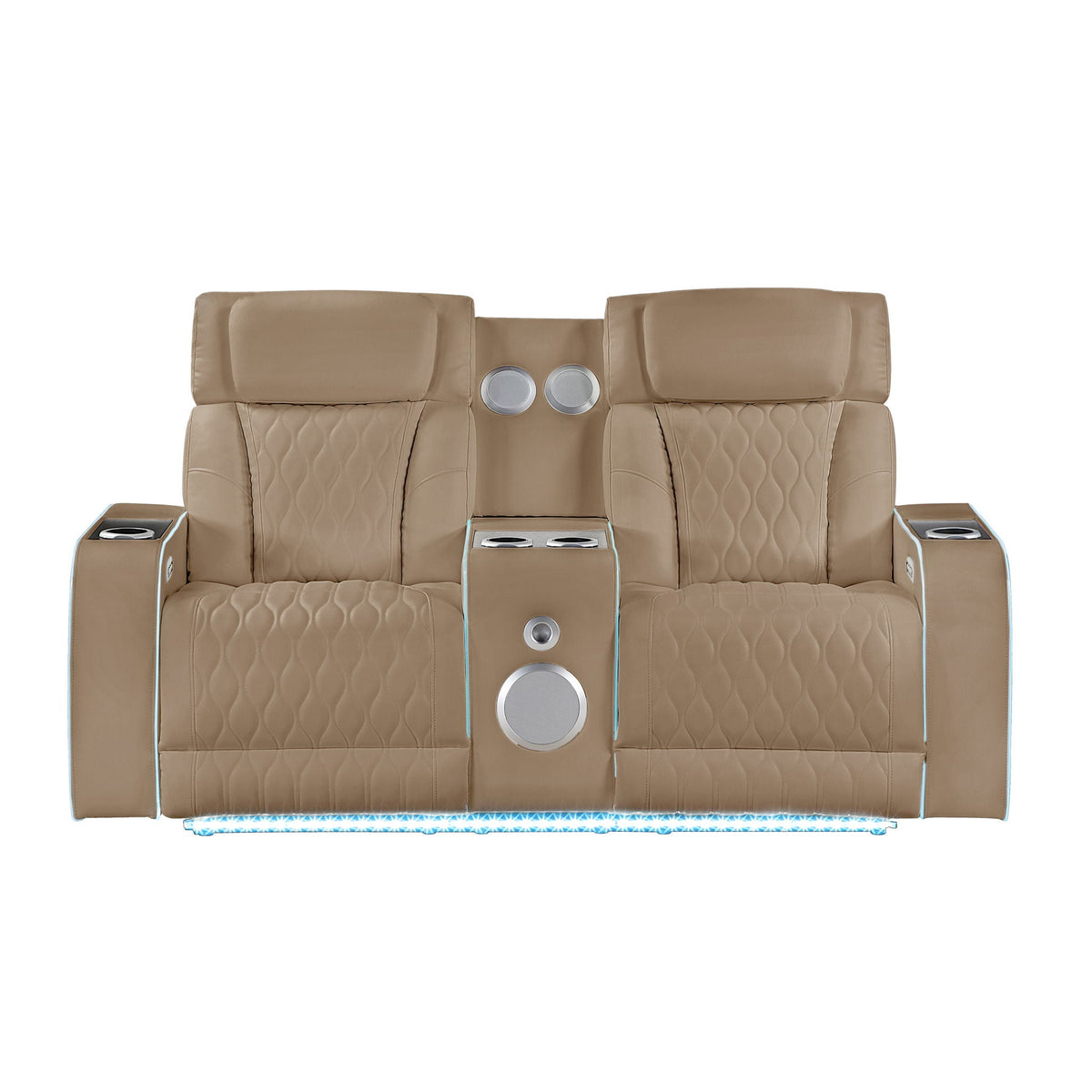 Electra - Power Reclining Loveseat With Power Headrests, Console, Speakers, Massage, LED Lighting And USB Control Matrix Furniture Group