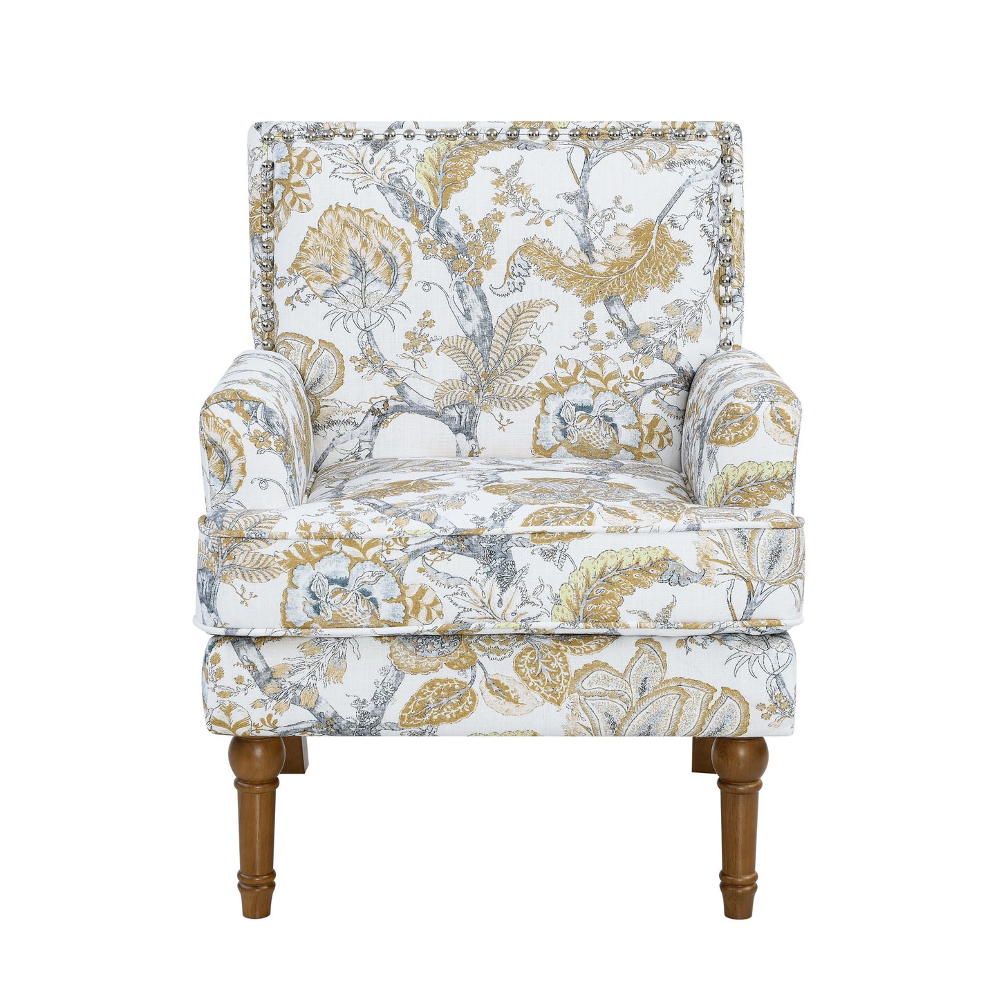 Floral Accent Armchair With Nailhead Trim Home Essentials