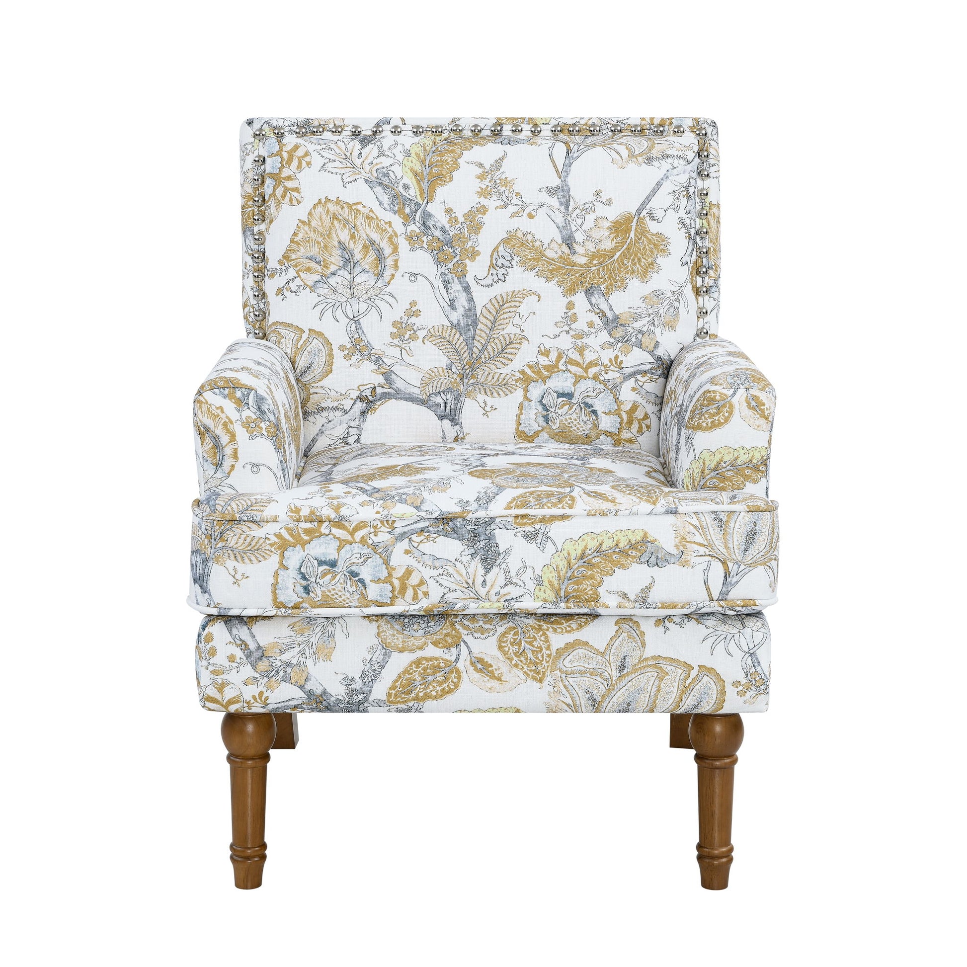 Floral Accent Armchair With Nailhead Trim Home Essentials