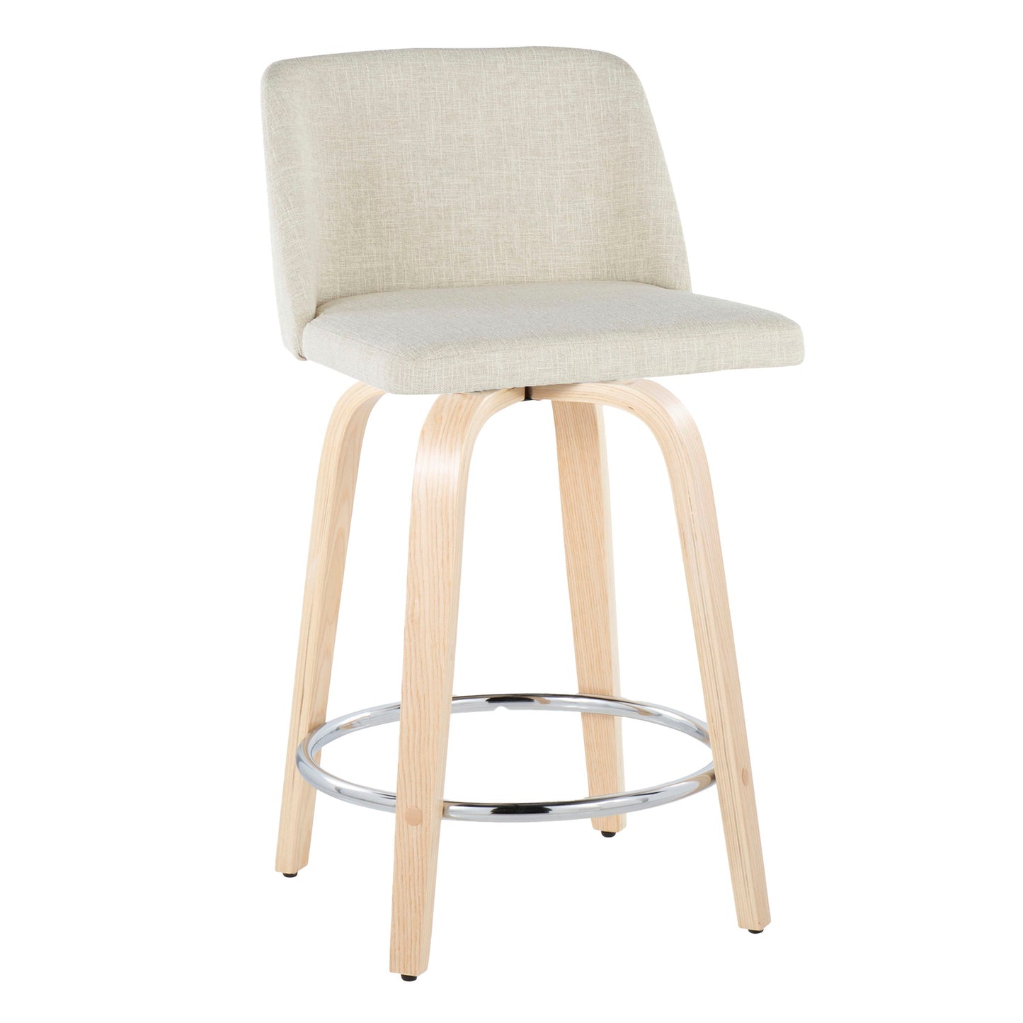Toriano - Contemporary Fixed Height Counter Stool Swivel With Round Footrest (Set of 2) Lumi Source