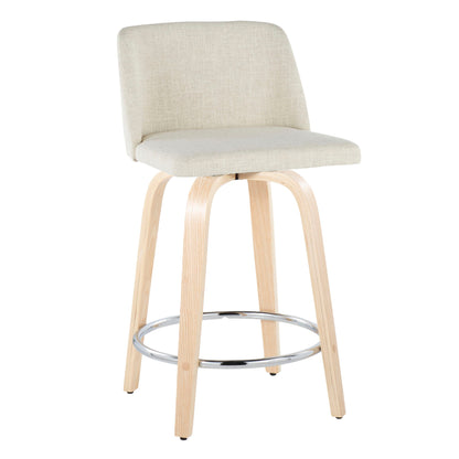 Toriano - Contemporary Fixed Height Counter Stool Swivel With Round Footrest (Set of 2) Lumi Source