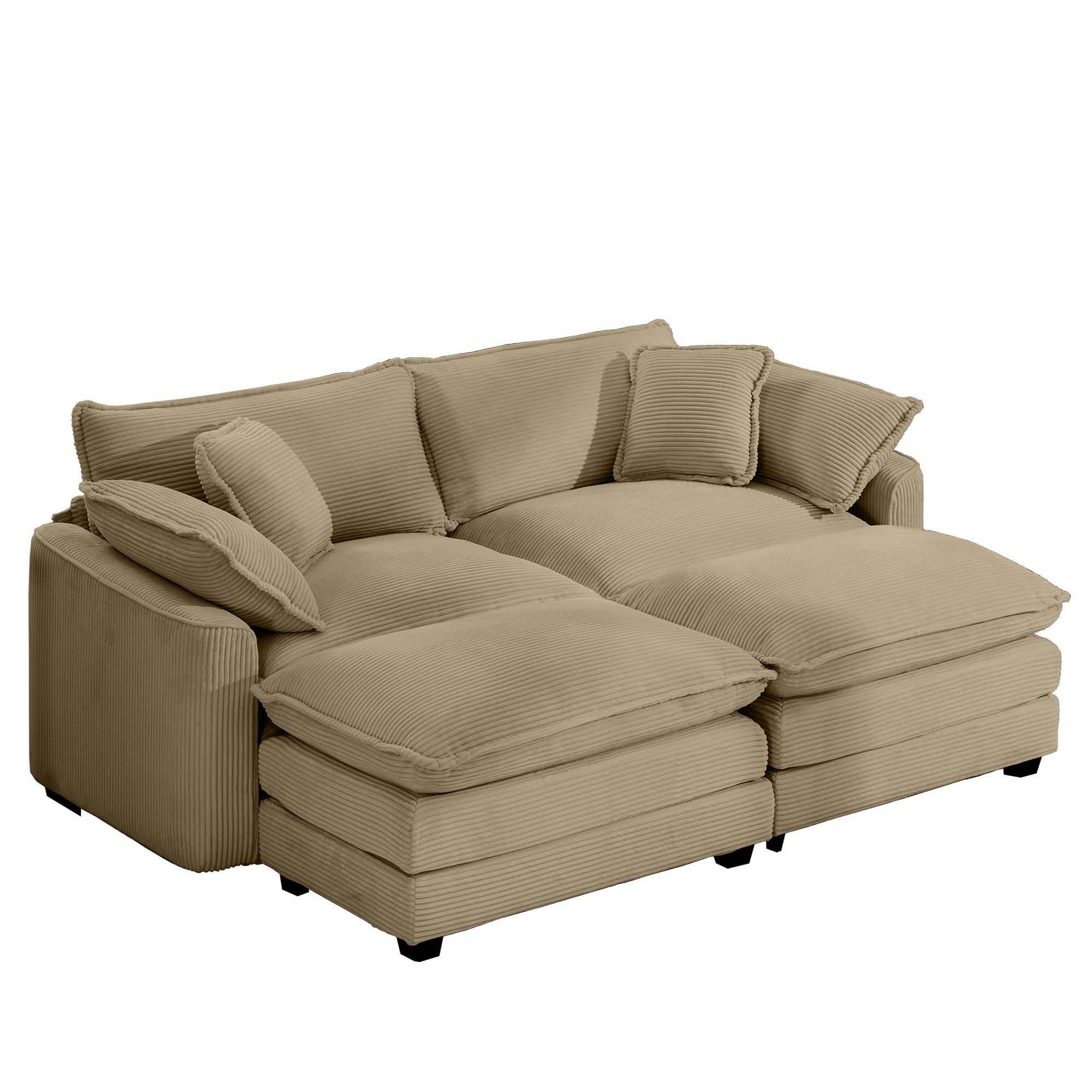 Modern Oversized Modular Cushion Sofa With Ottoman, Low Back, Deep Seating Sofa Set Home Essentials