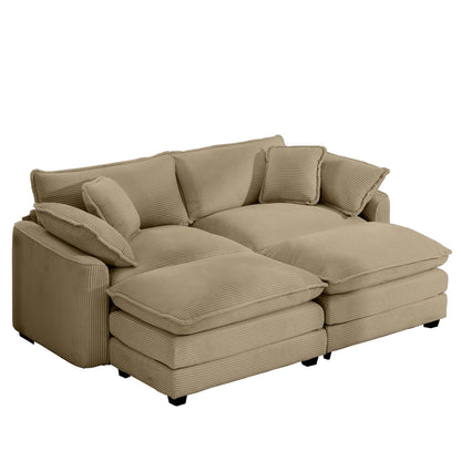 Modern Oversized Modular Cushion Sofa With Ottoman, Low Back, Deep Seating Sofa Set Home Essentials