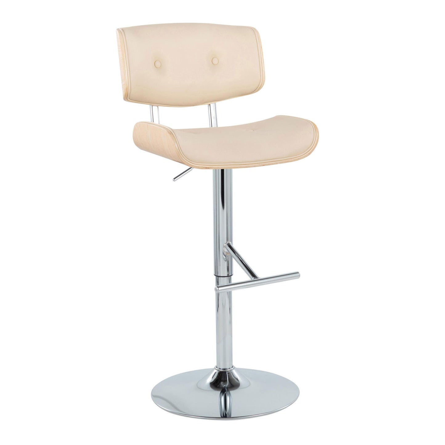 Lombardi - Contemporary Adjustable Barstool With Swivel With Straight T Footrest (Set of 2) Lumi Source