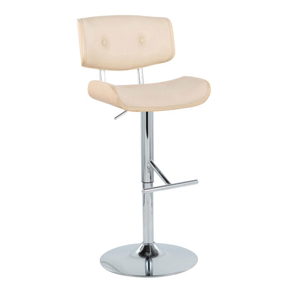 Lombardi - Contemporary Adjustable Barstool With Swivel With Straight T Footrest (Set of 2) Lumi Source