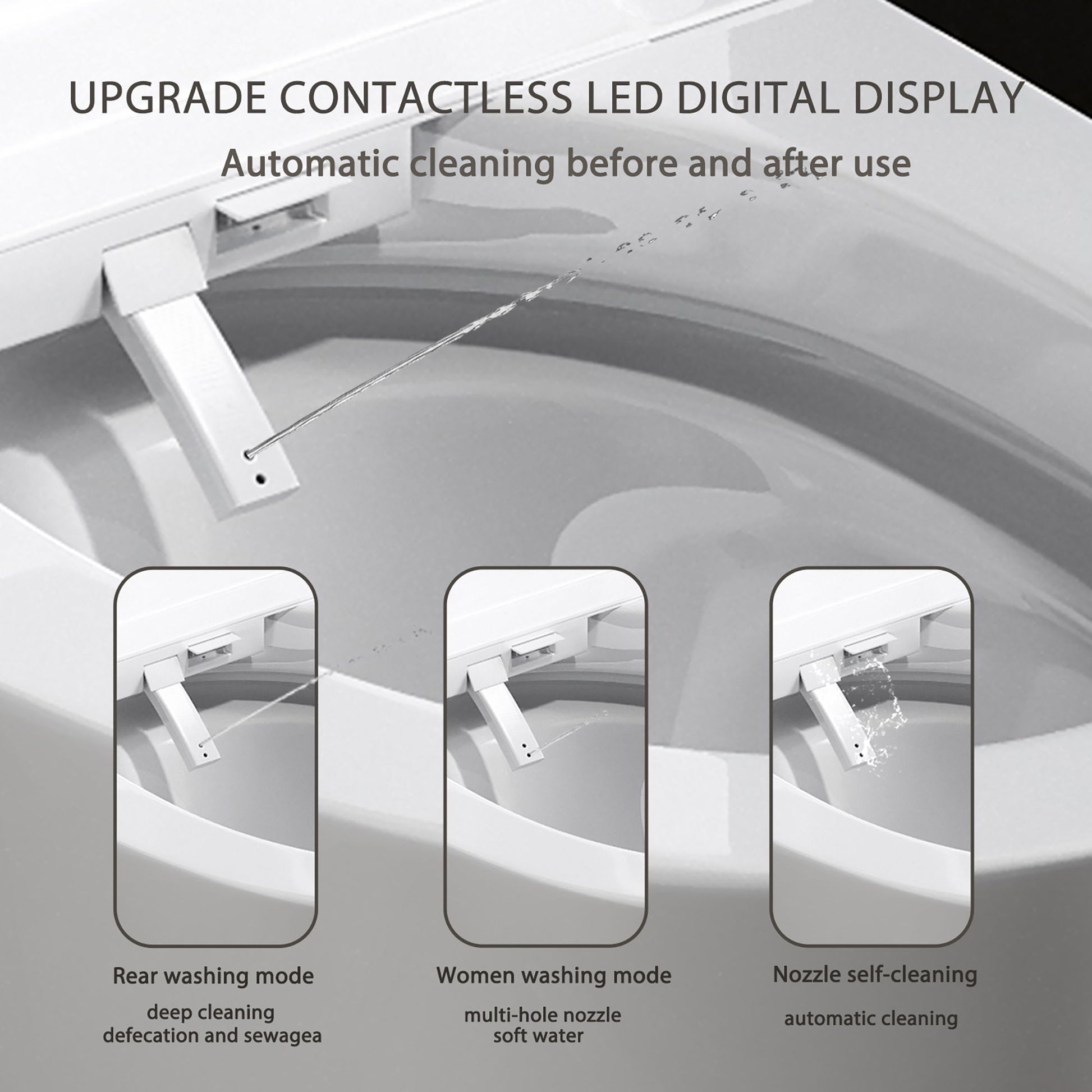 Smart 1 Piece Bidet Toilet With Warm Air Dryer Heated Seat LED Night Light Auto Open / Close - White Daily Nest