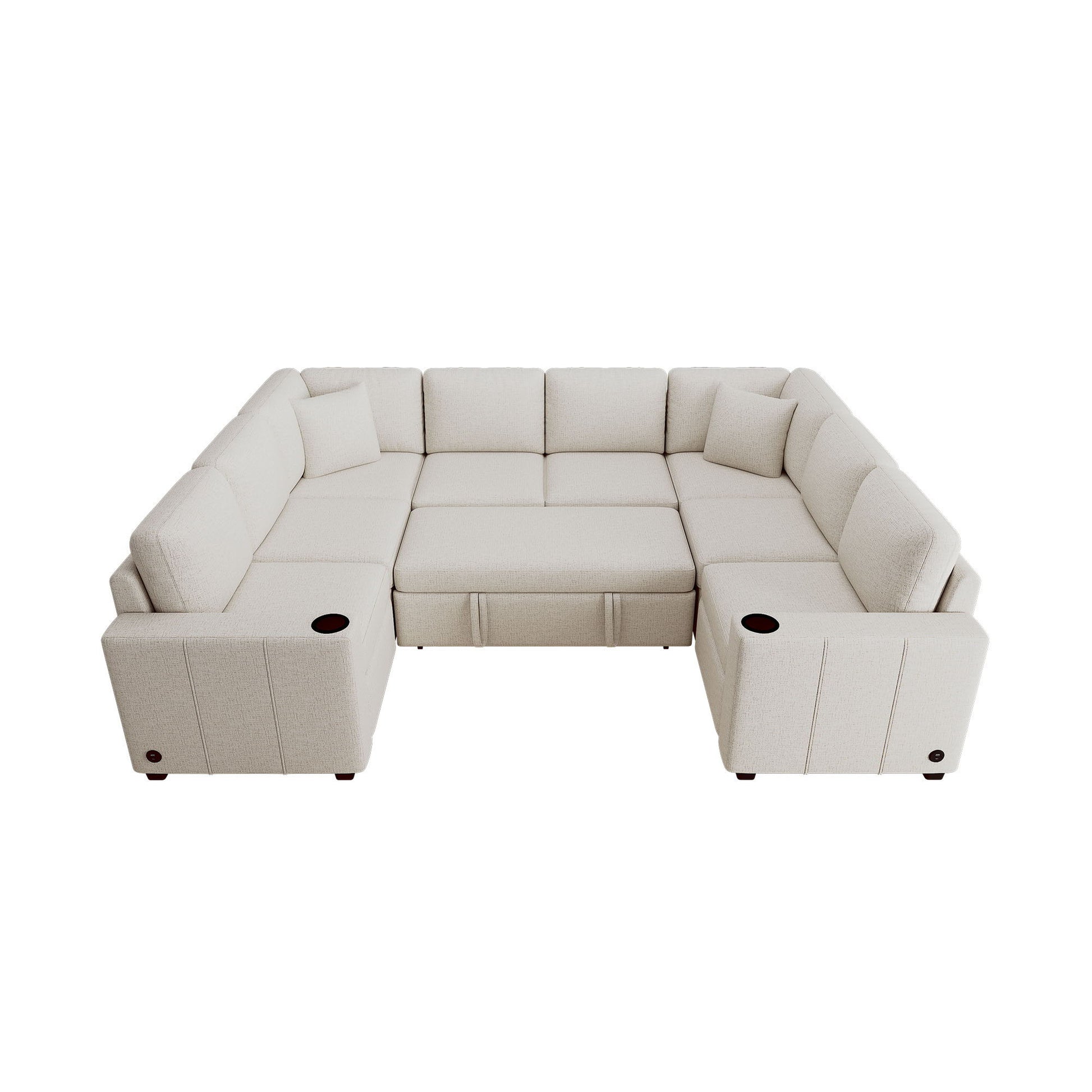 Convertible U-Shaped Sectional Sofa With Pull-Out Bed Hearth and Haven