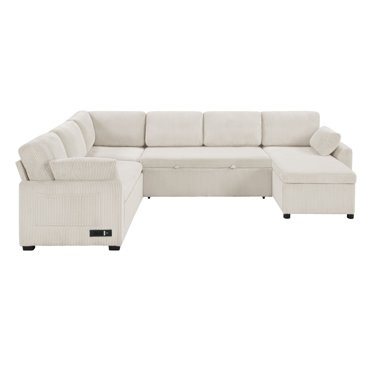 Convertible U-Shaped Sectional Sofa Bed With Reversible Chaise Hearth and Haven