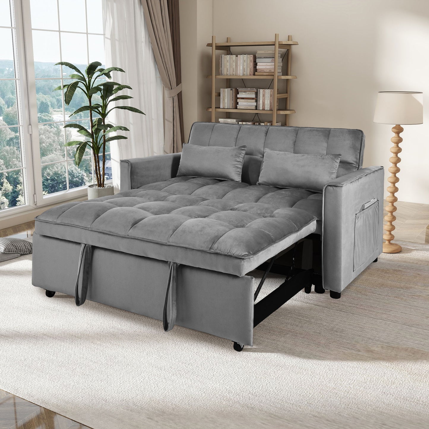 3 In 1 Pull Out Couch Convertible Sofa Bed With Reclining Backrest Home Essentials