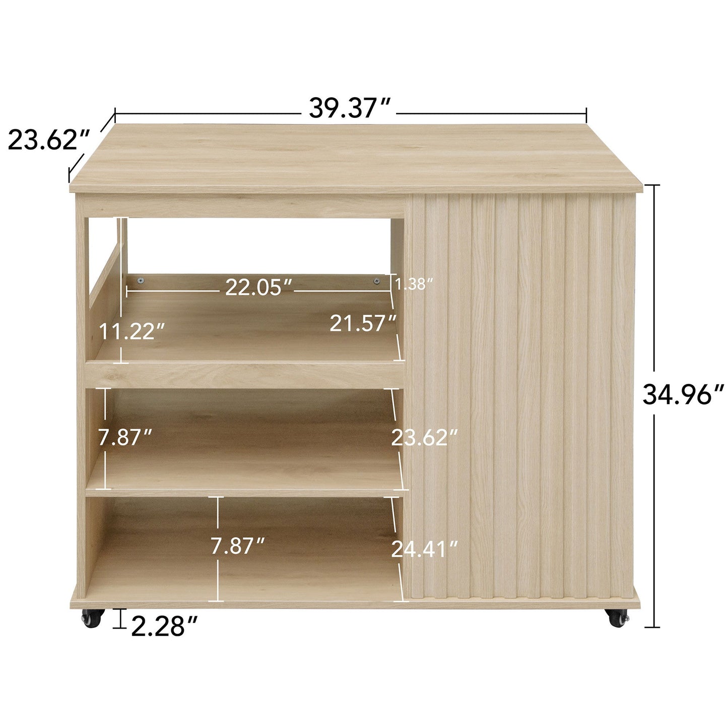 Kitchen Island Cart, Rolling Serving Utility Trolley Cart Modern Kitchen Island With Storage Drawer Wine Rack Lockable Casters, Kitchen Cart For Kitchen, Dining Room, Bar Living Room - Natural Home Essentials