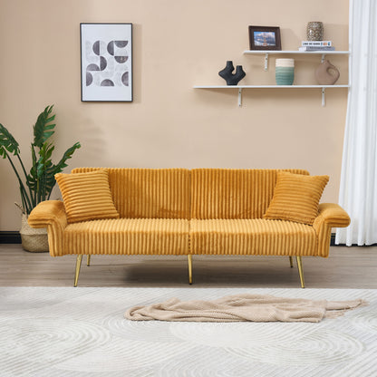 Luxury Corduroy Foldable Double Sofa Bed With Folding Armrests Home Essentials
