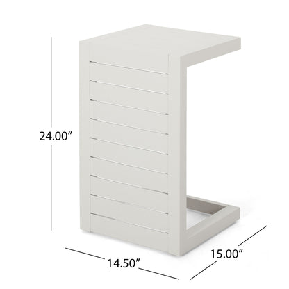 Aluminum Outdoor C - Shaped Side Table For Patio Noble House