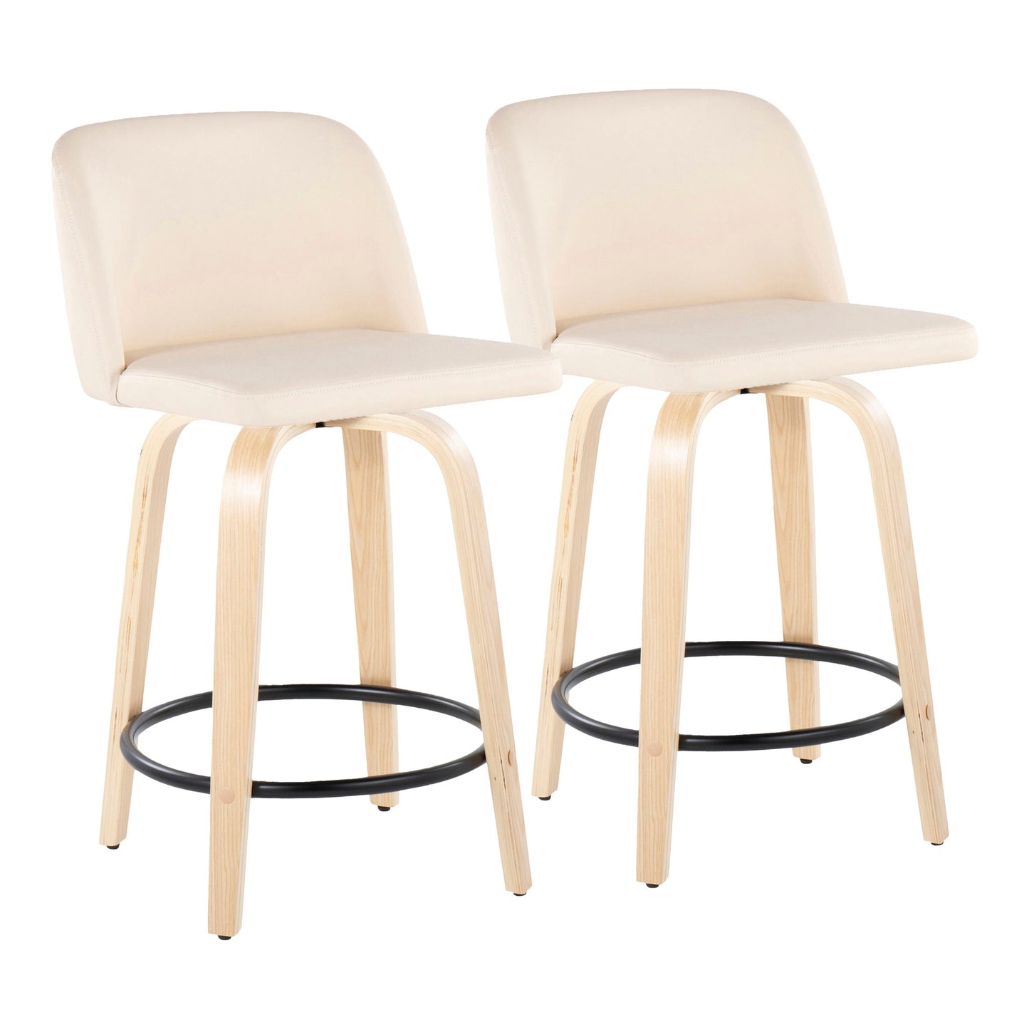 Toriano - Contemporary, Fixed Height Counter Stool With Swivel And Round Footrest (Set of 2) Lumi Source