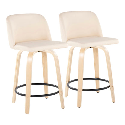 Toriano - Contemporary, Fixed Height Counter Stool With Swivel And Round Footrest (Set of 2) Lumi Source
