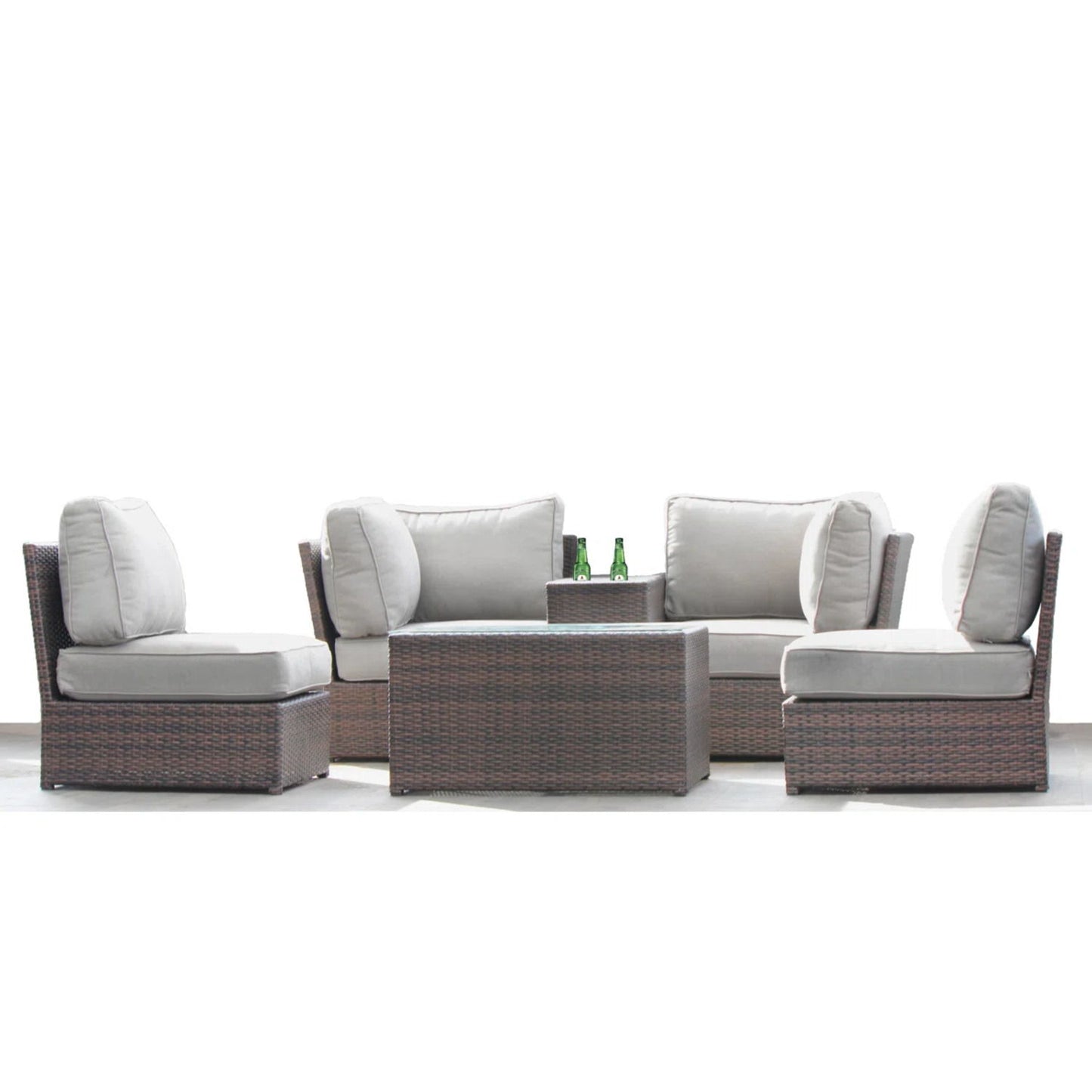 Comfortable Modern Patio Rattan Sectional Set With Cushions LSI Patio Furniture