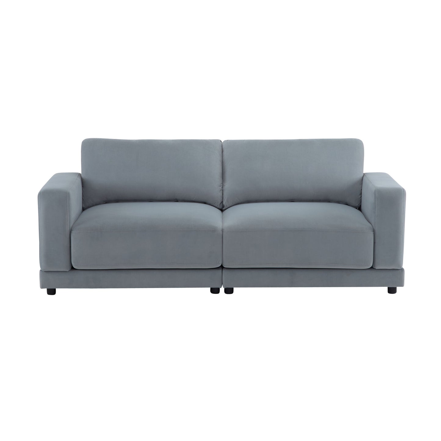 Modern Square Arm Sofa With Soft Fabric Upholstery, Deep Cushions Noble House