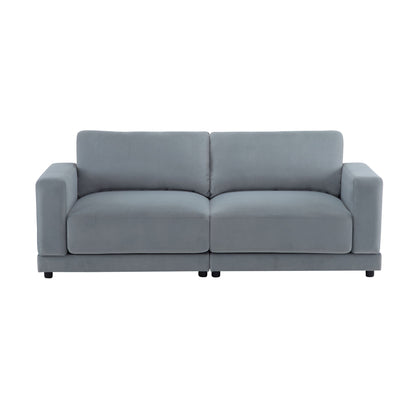 Modern Square Arm Sofa With Soft Fabric Upholstery, Deep Cushions Noble House
