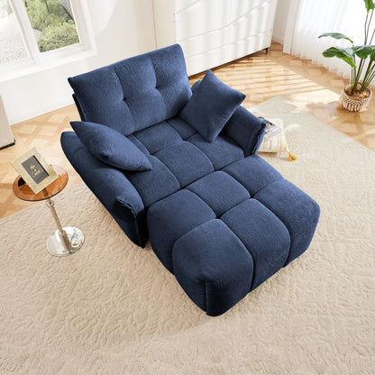 Ergonomic Single Seater Sofa With Ottoman, High Resilience Support Cushions Home Essentials