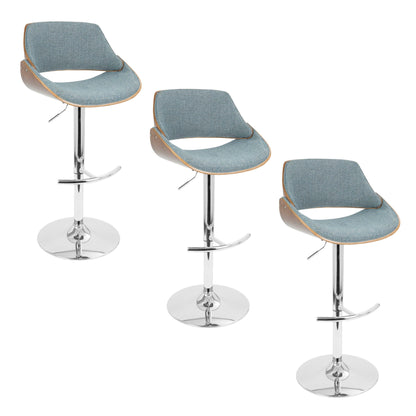 Fabrizzi - Mid Century Modern Adjustable Barstool With Swivel With Rounded T Footrest (Set of 3) Lumi Source