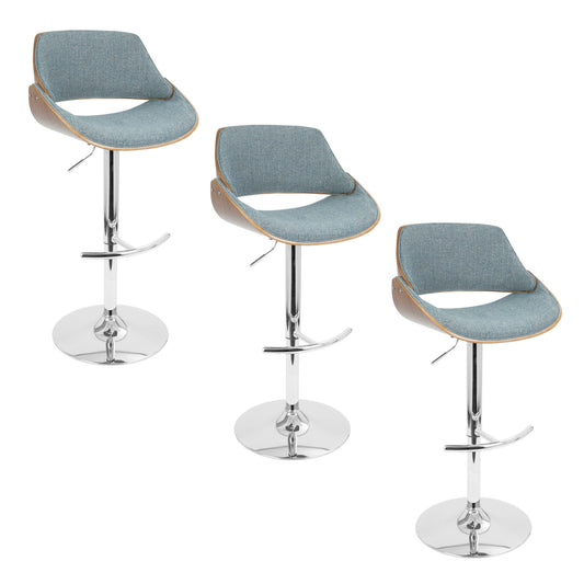 Fabrizzi - Mid Century Modern Adjustable Barstool With Swivel With Rounded T Footrest (Set of 3) Lumi Source