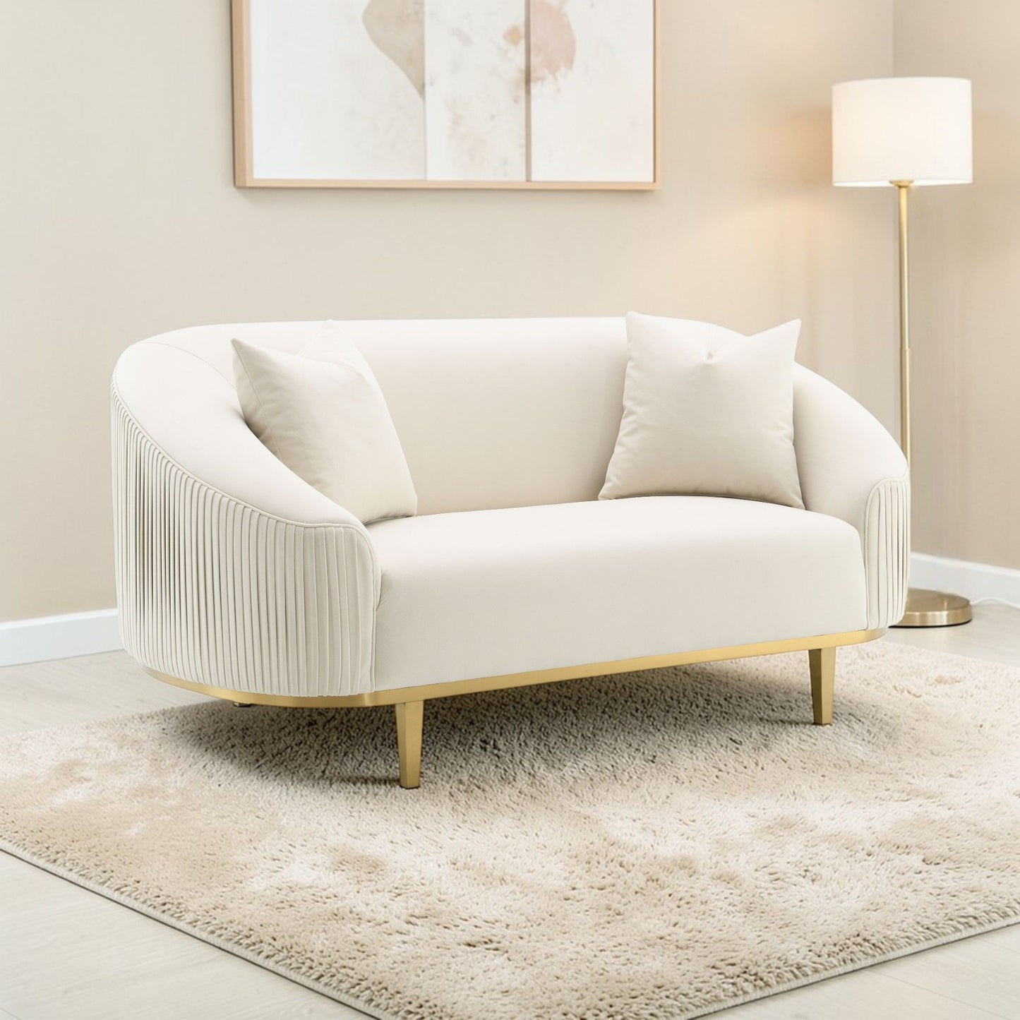 Martina - Loveseat With 2 Pillows - Ivory Acme