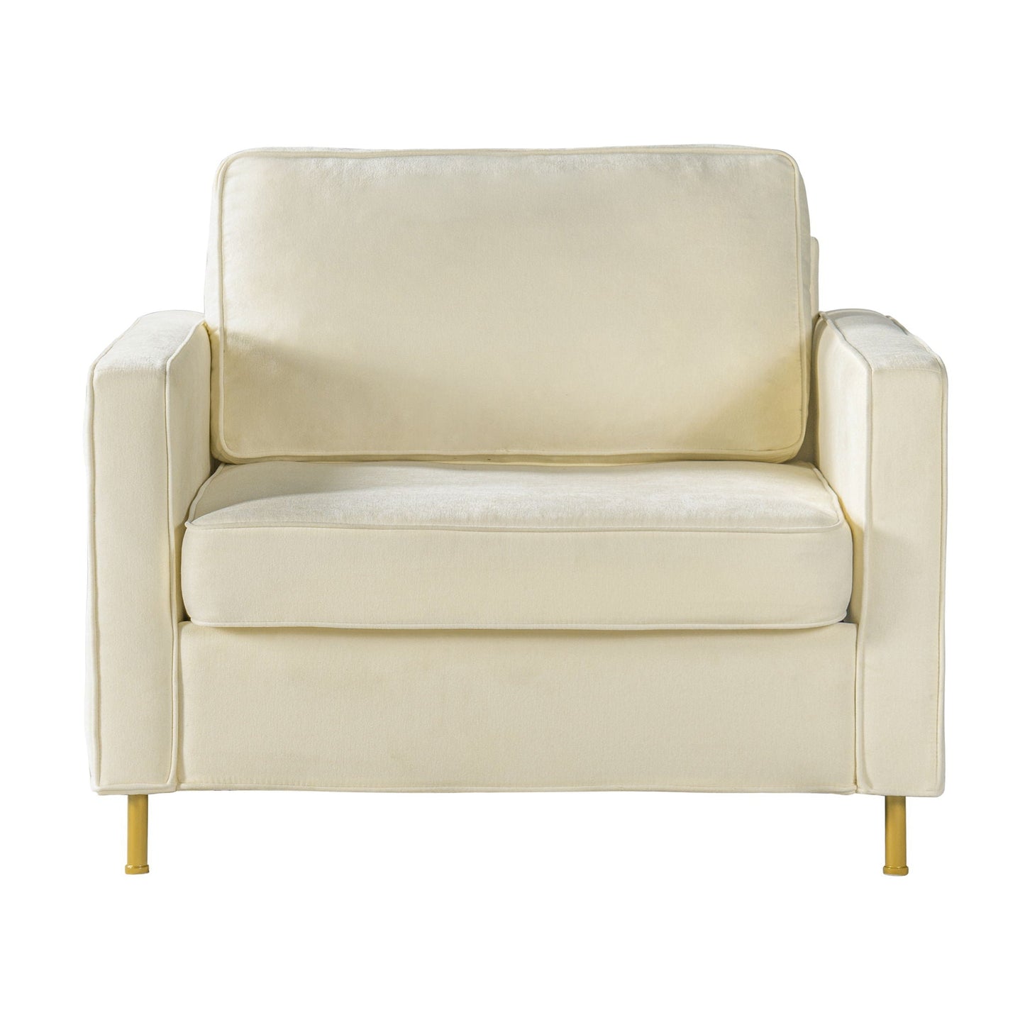 Accent Chair Upholstered Single Sofa With Square Arms, Sewn Pillow Back For Living Room Noble House