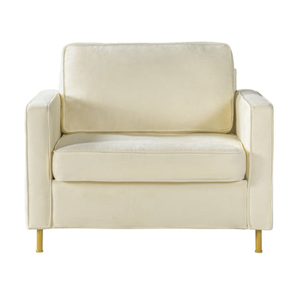 Accent Chair Upholstered Single Sofa With Square Arms, Sewn Pillow Back For Living Room Noble House