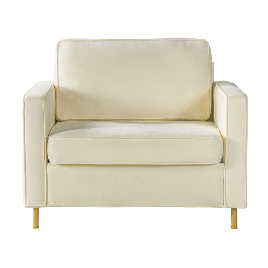 Accent Chair Upholstered Single Sofa With Square Arms, Sewn Pillow Back For Living Room Noble House