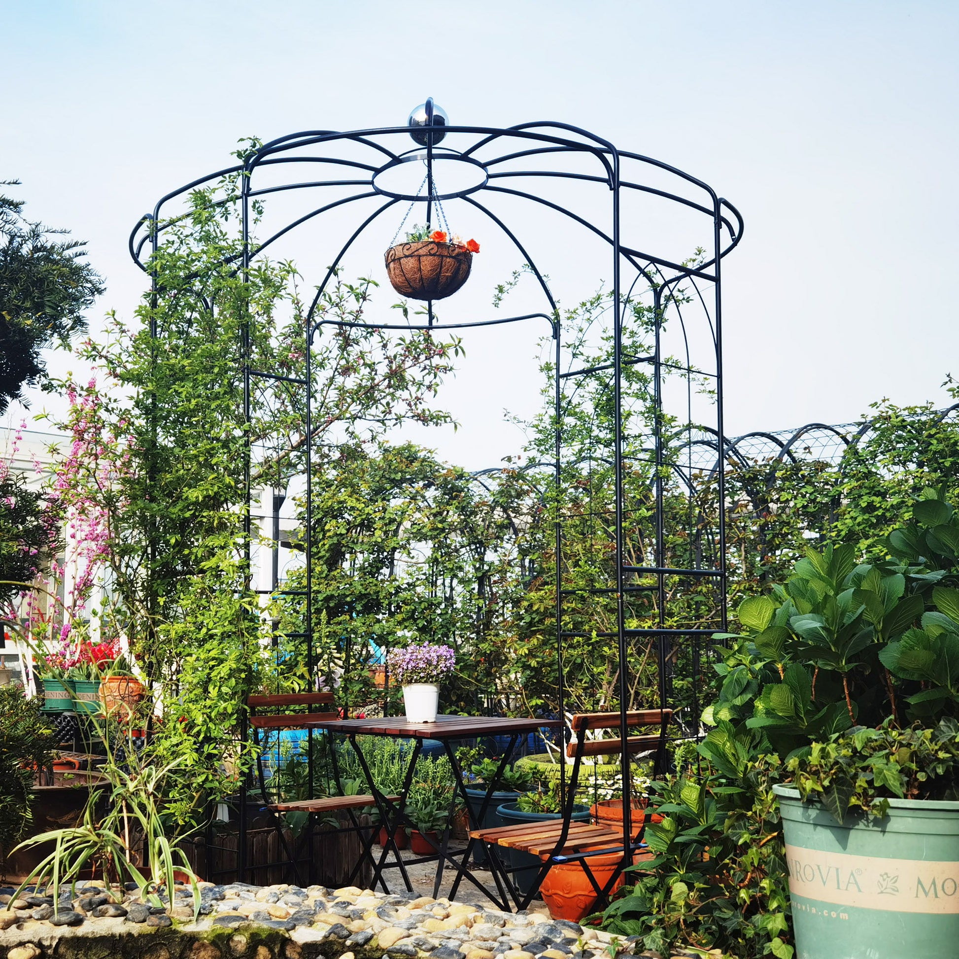 Metal Garden Arch Iron Garden Arbors Gazebo Dia High Birdcage Shape Pergola Pavilion For Wedding Ceremony Daily Nest