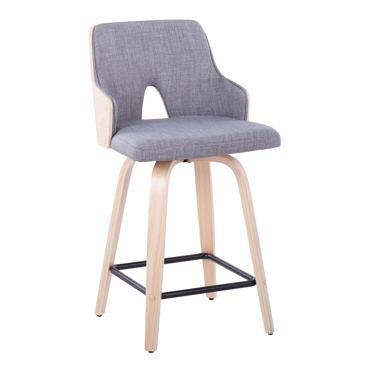 Stella - Contemporary Fixed Height Counter Stool With Swivel Square Footrest (Set of 2) Lumi Source