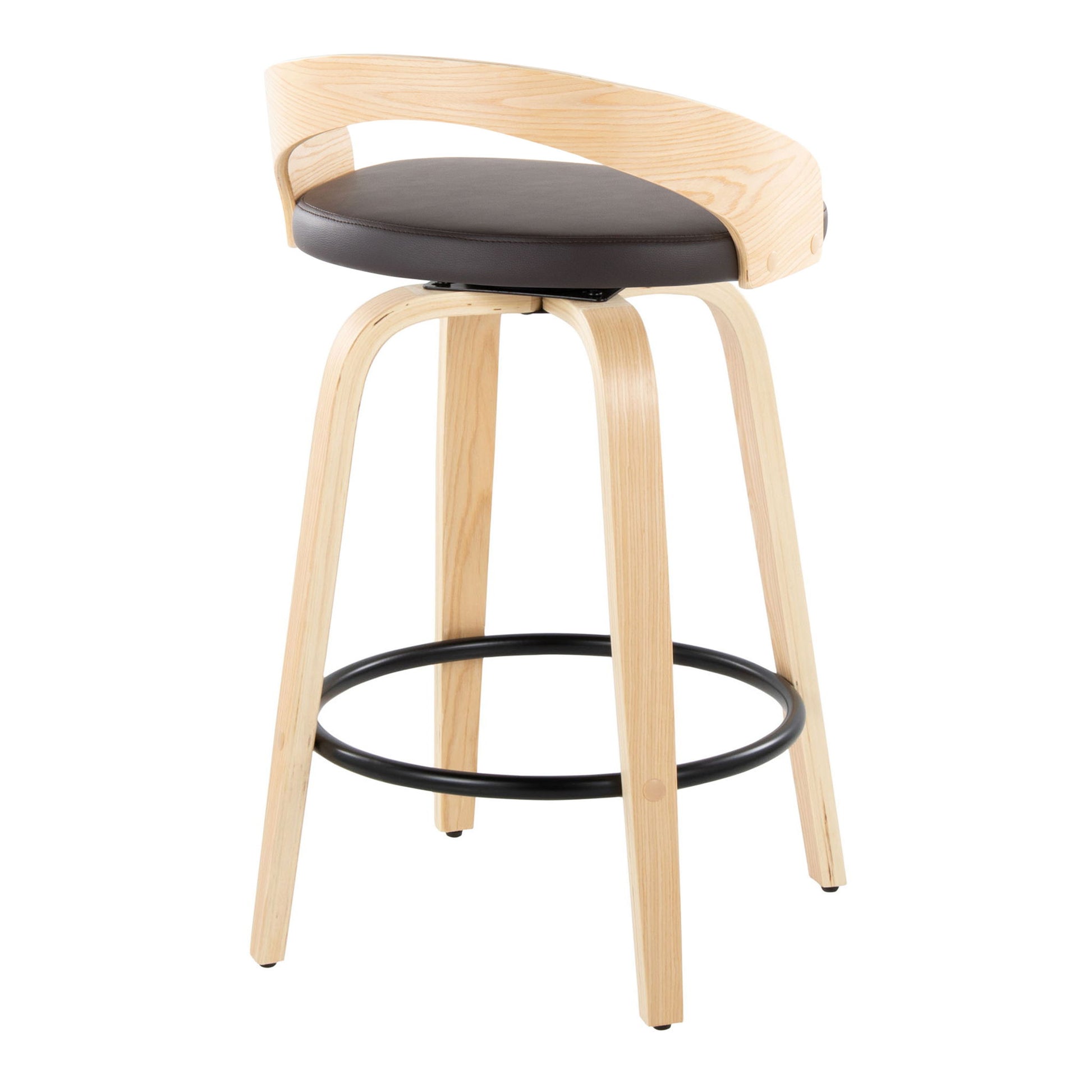 Grotto - Mid-Century Modern Fixed Height Counter Stool Swivel &h Round Footrest Lumi Source