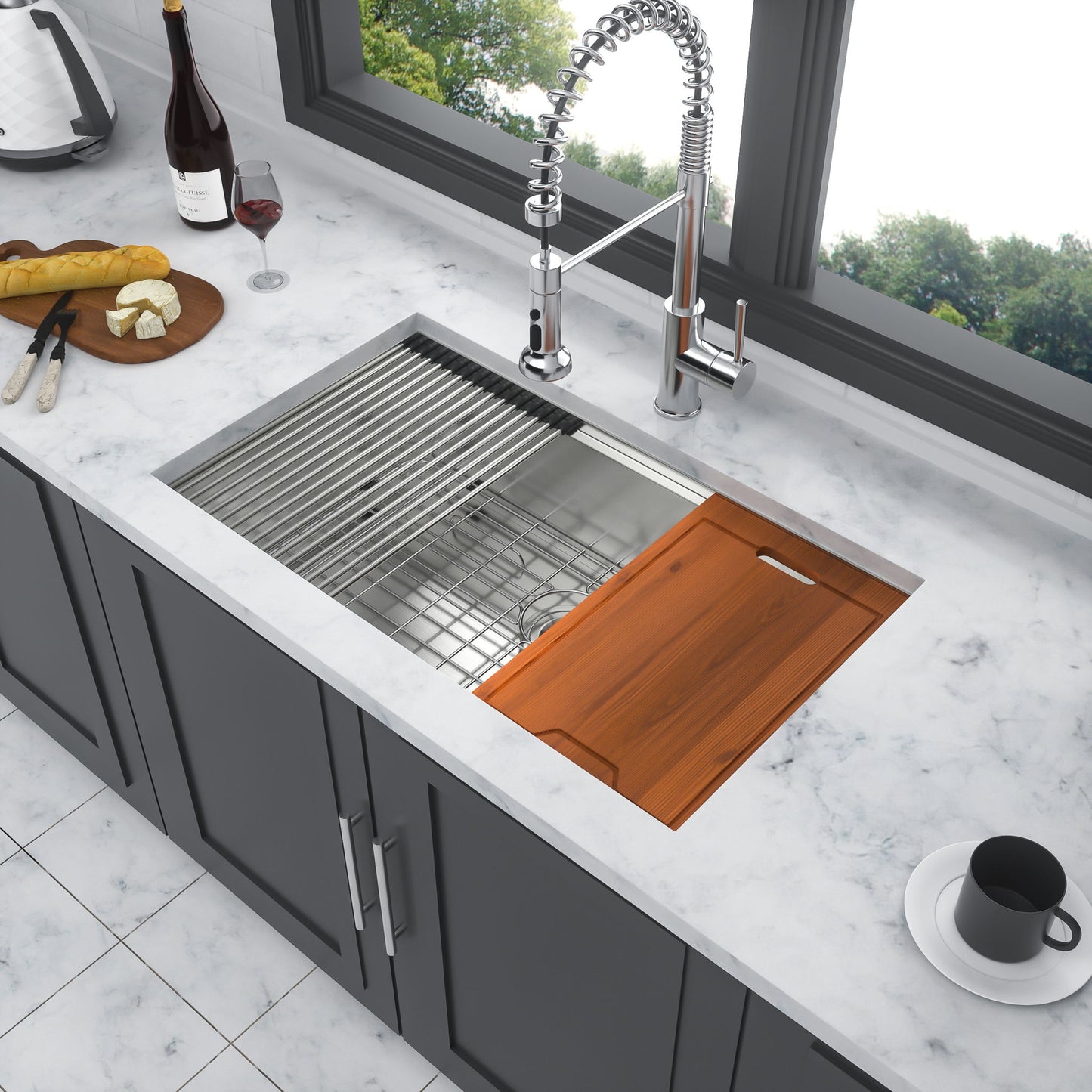 Single Bowl, Undermount Workstation, Kitchen Sink With Accessories Daily Nest