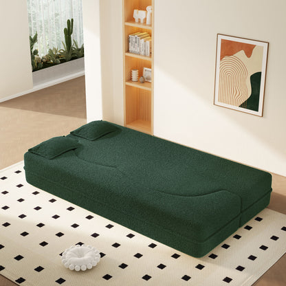 Modern Floor Sleeper Sofa Bed With 2 Pillows, Convertible Twin Size Folding Mattress For Living Room Home Essentials