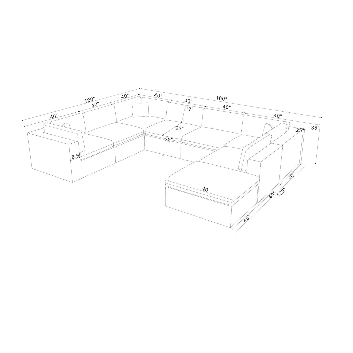 Custom Configuration Modular Sectional With Toss Pillows Home Essentials