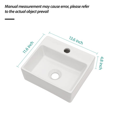 Ceramic Rectangle Wall Mount Bathroom Sink With Single Faucet Hole Daily Nest