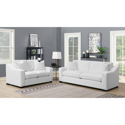 Chelan - 2 Piece Upholstered Sloped Arm Sofa Set - White Furniture Max