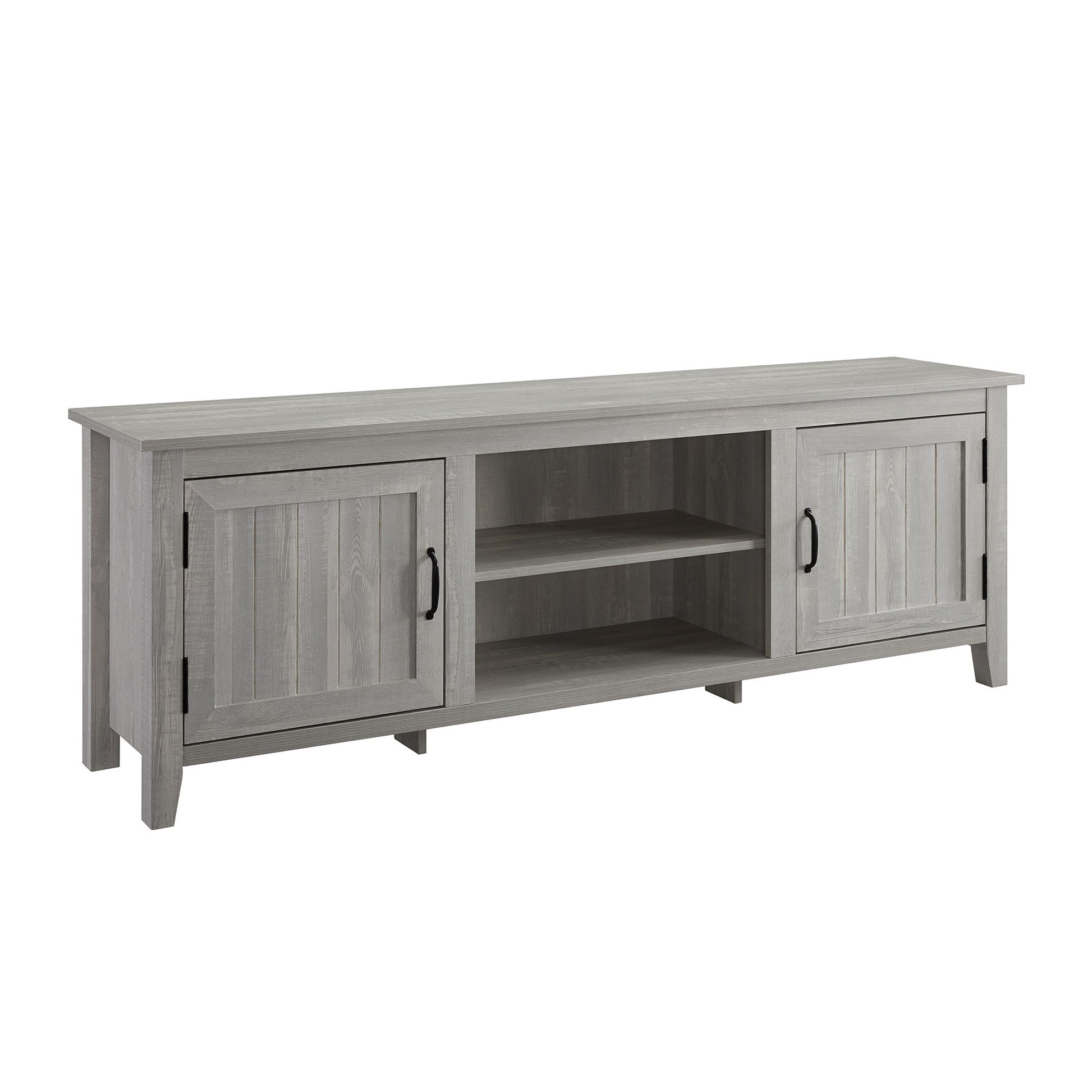 Modern Farmhouse 2 Door Grooved 70" TV Stand For 85" TVs Walker Edison