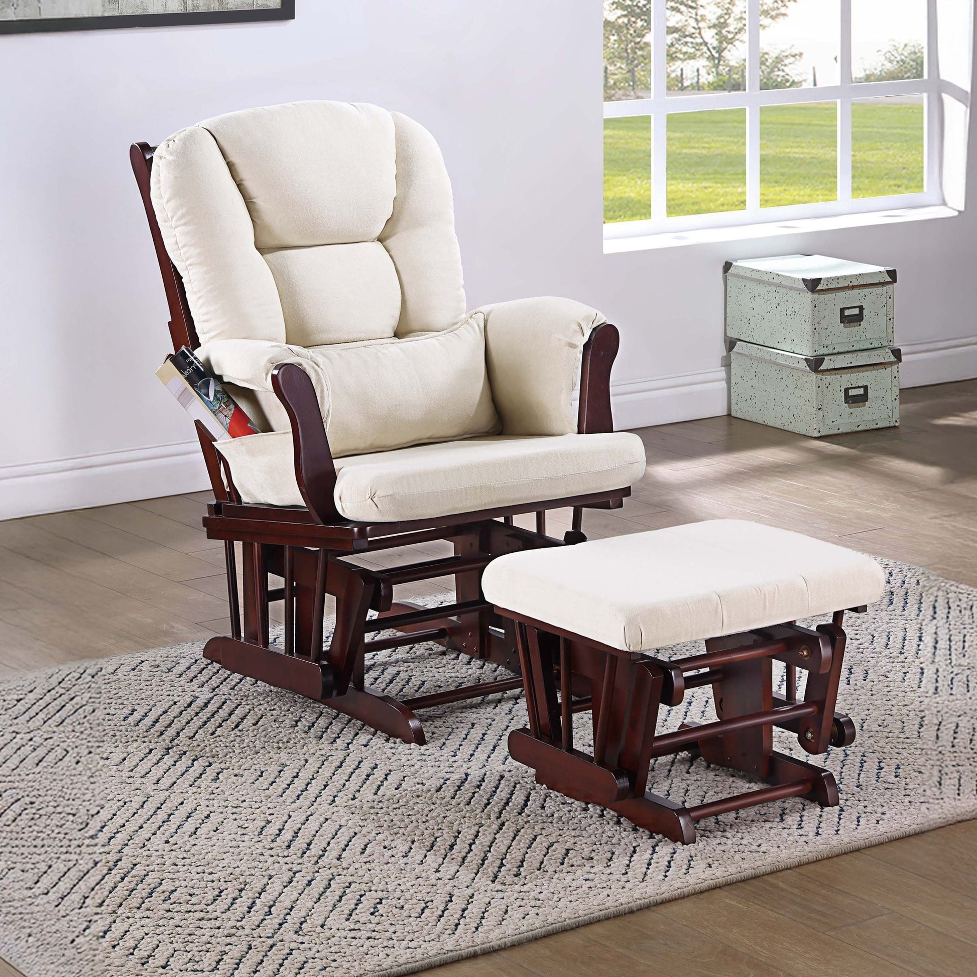 Upholstered Glider Chair With Ottoman Home Essentials