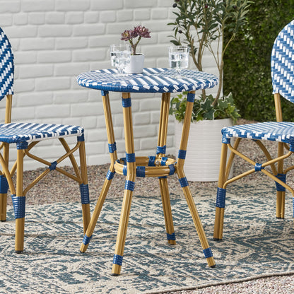 French Bistro Table Outdoor Elegance - White / Blue Noble House